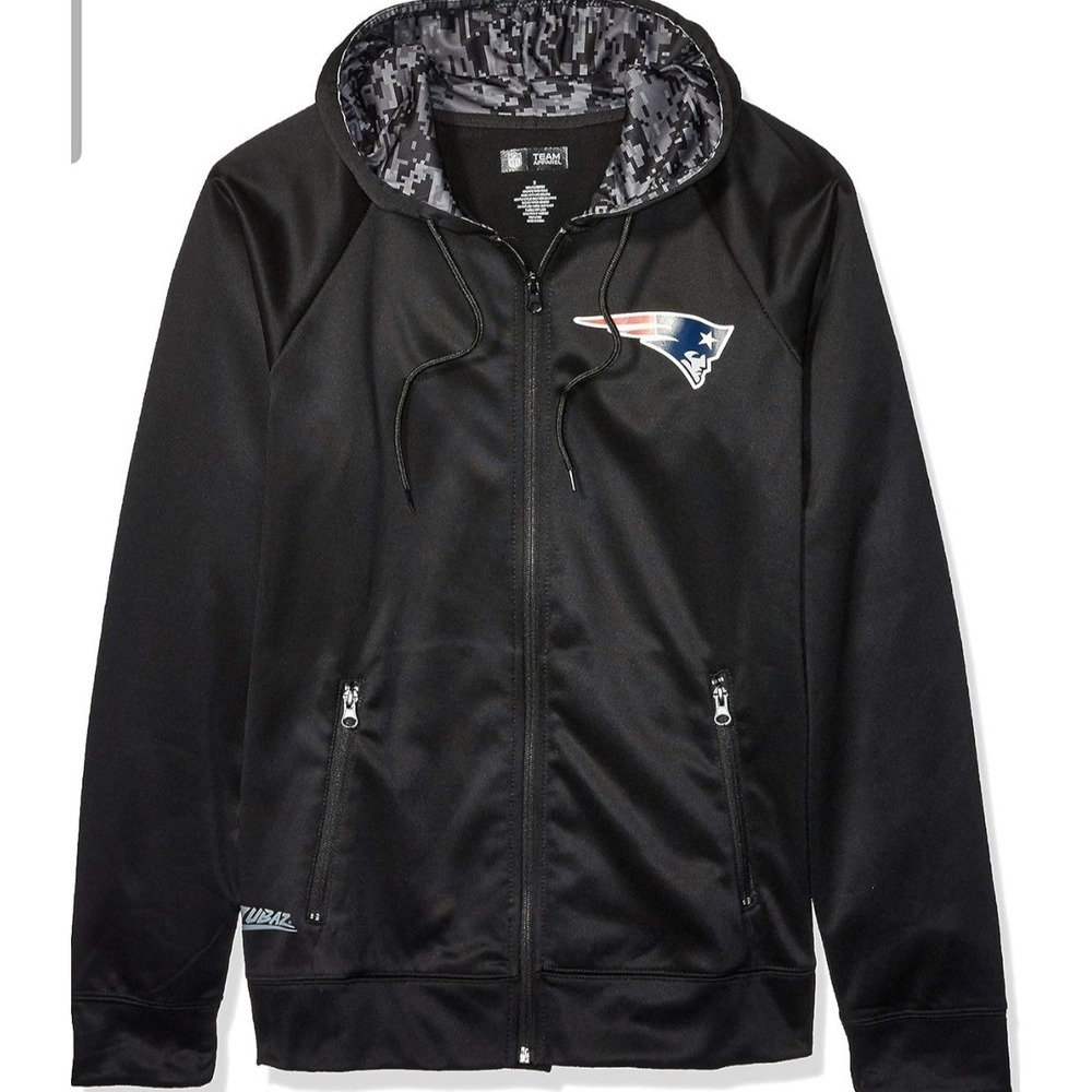 NWT New England Patriots NFL Team Apparel Full Zip Hoodie Jacket Men's Med Black
